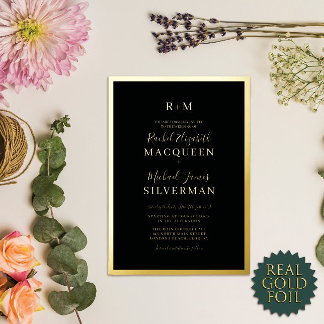 Elegant Real Gold Thick Border Black Wedding (Creator Uploaded)