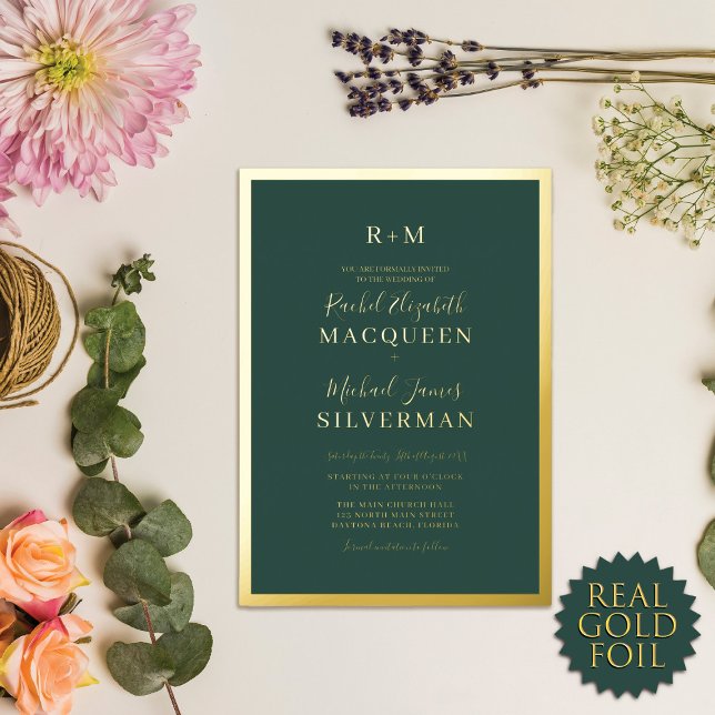 Elegant Real Gold Thick Border Green Wedding (Creator Uploaded)