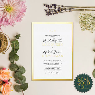 Elegant Real Gold Thick Border White Wedding