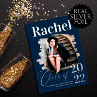 Elegant Real Silver Typography Class of Graduation