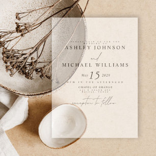 Elegant Real Vellum Overlay Modern Script Wedding Invitations