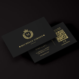 Elegant Realtor Real Estate Monogram Crest Crown Business Card