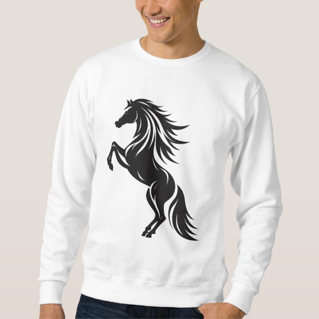 Elegant Rearing Horse Silhouette Design Sweatshirt (Front)
