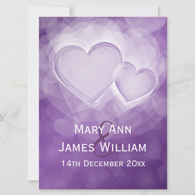 Elegant Reception Modern Hearts Purple Invitation (Front)