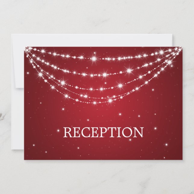 Elegant Reception Sparkling Chain Red Invitation (Front)