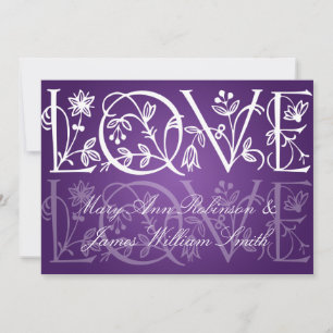 Elegant  Reception Star Love Flourish Purple Invitation