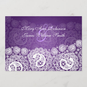 Elegant Reception Star Paisley Lace Purple Invitation