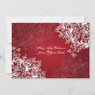 Elegant Reception Star Vintage Swirls Red Invitation
