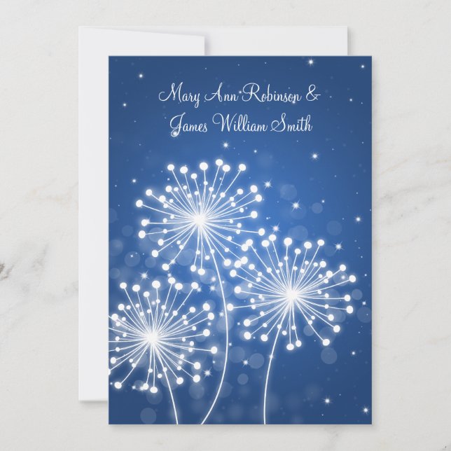 Elegant  Reception Summer Sparkle Sapphire Blue Invitation (Front)