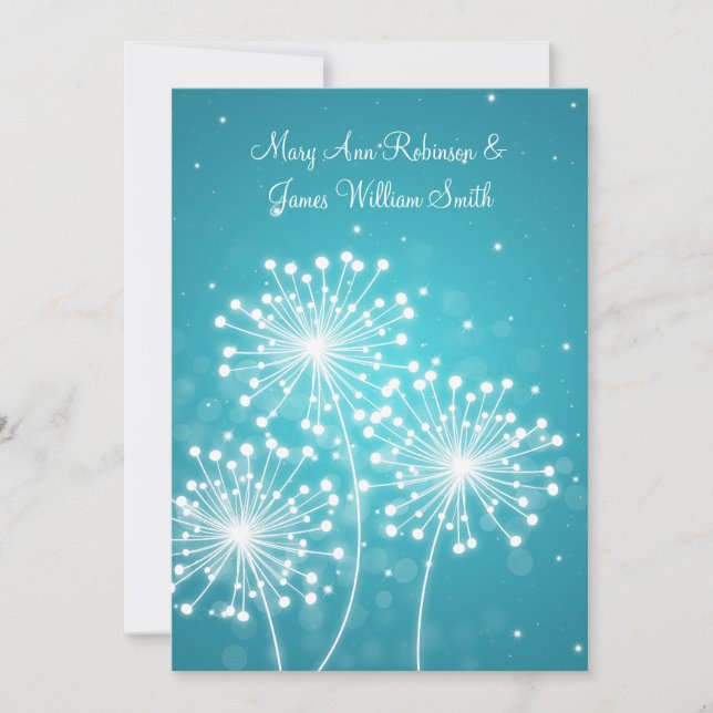 Elegant  Reception Summer Sparkle Turquoise Invitation (Front)