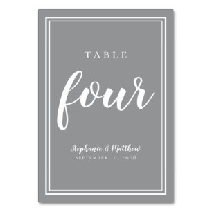 Elegant Receptions Four Modern Guest Dinner Grey Table Number