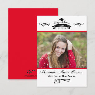 Elegant Red - 3x5 Graduation Announcement