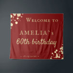 Elegant Red 60th Birthday Party Welcome Backdrop Tapestry<br><div class="desc">Elegant Red 60th Birthday Party Welcome Backdrop. Welcome 60th birthday tapestry in dark red colour. Use the tapestries as a backdrop for the 60th birthday party. Personalise it with your text.</div>