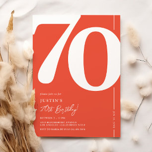 Elegant Red 70th Birthday Invitation