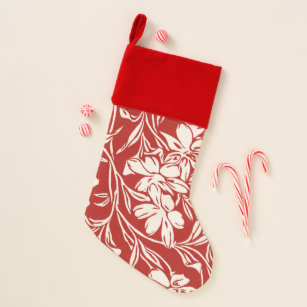 Elegant Red Abstract Floral Illustration Christmas Stocking