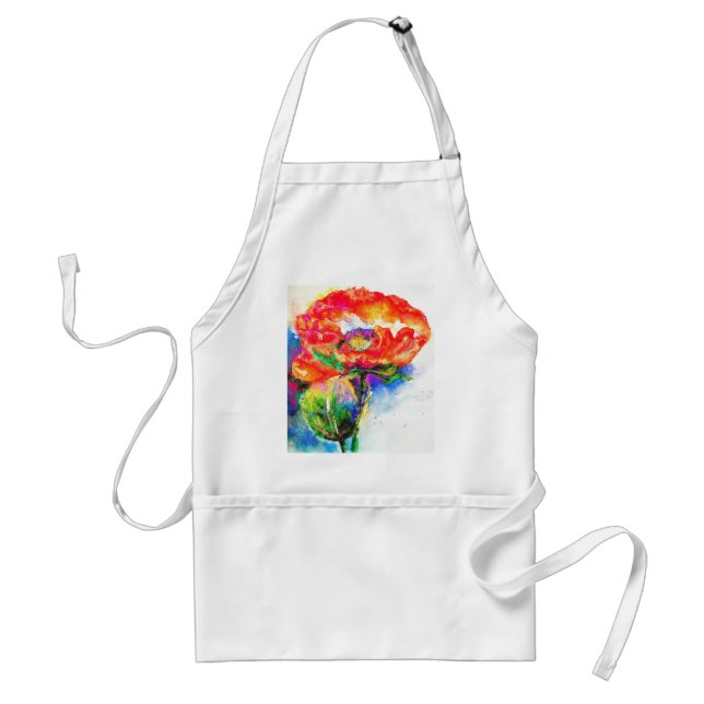 Elegant red abstract floral watercolor painting standard apron (Front)