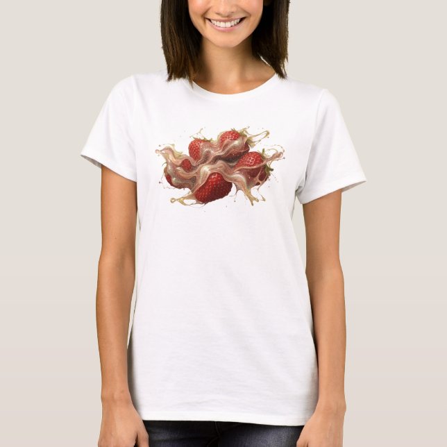 Elegant Red Abstract Strawberries Custom Shirt (Front)