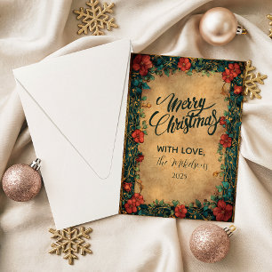 Elegant Red Amaryllis Christmas Holiday Card