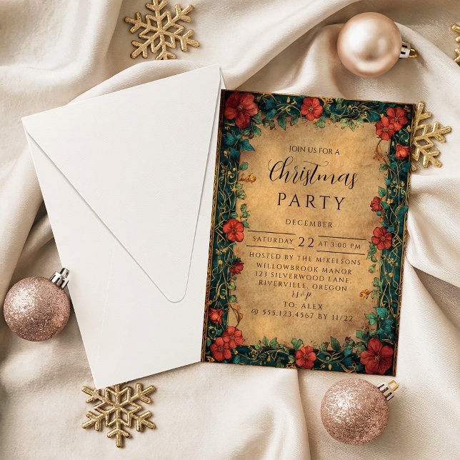 Elegant Red Amaryllis Christmas Invitation (Creator Uploaded)
