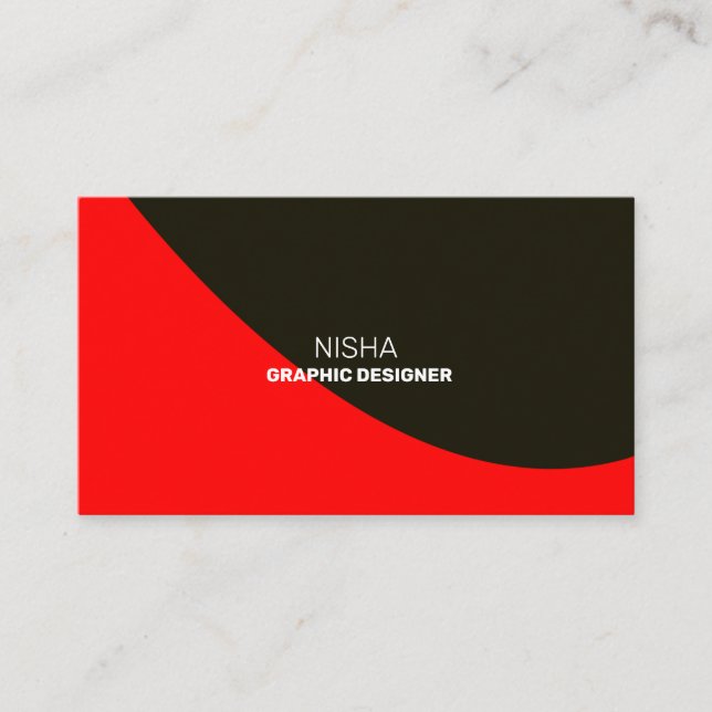 Elegant Red and Black Abstract Contemporary Modern Business Card (Front)