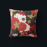 Elegant Red and Black Floral Pattern Cushion<br><div class="desc">A beautiful throw pillow featuring sakura pattern in red,  gold,  and black.</div>