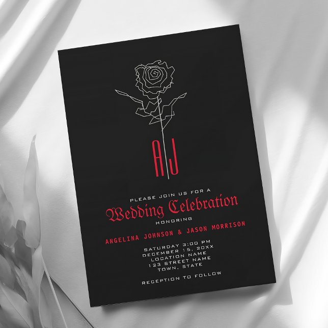 Elegant Red and Black Gothic Wedding Invitation (Creator Uploaded)