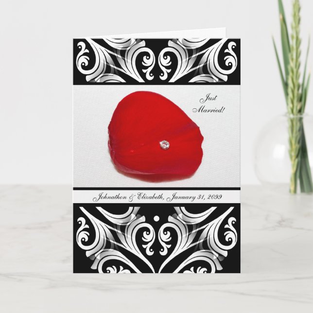 Elegant Red and Black Rose Wedding Announcement (Front)