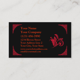 Elegant Red and Black Scrollwork Template Business Card