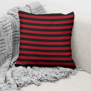 Elegant Red And Black Striped Pattern Cushion