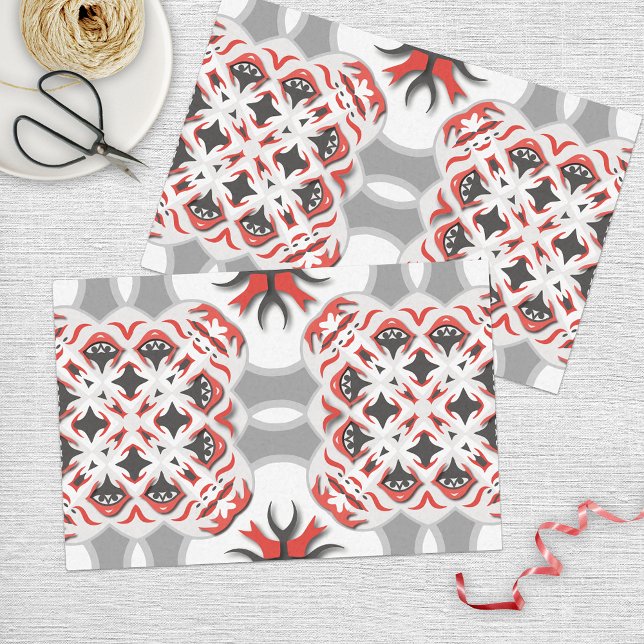 Elegant Red and Black Symmetrical Patterned Tissue Paper (Creator Uploaded)