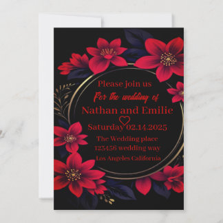 Elegant Red and black wedding Invitation