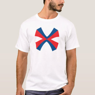 Elegant Red and Blue line Letter X Monogram T-Shirt