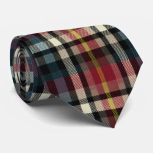 Elegant Red and Blue Plaid Gingham Pattern Tie
