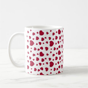 Elegant Red And Dark Pink Floral Roses Pattern Coffee Mug