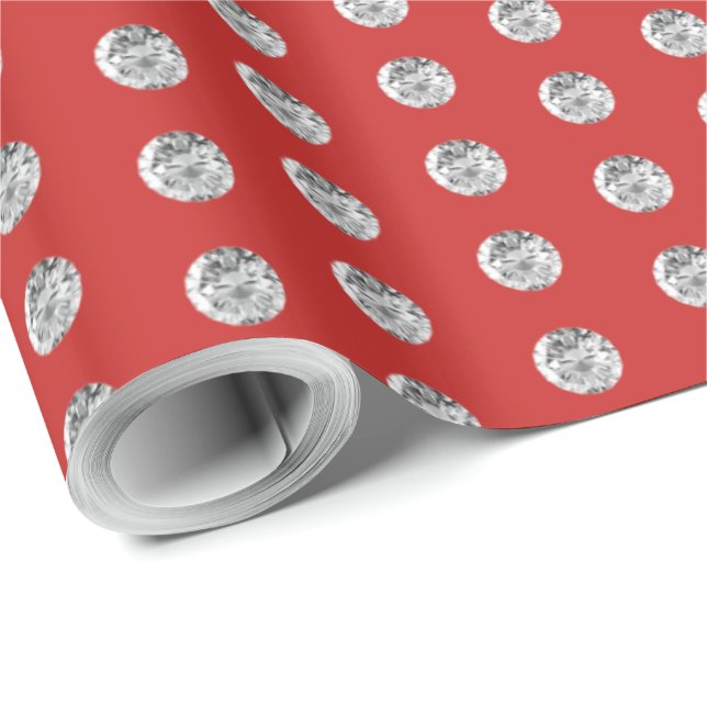 Elegant Red and Diamonds Pattern Chic Wrapping Paper (Roll Corner)
