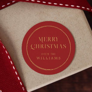 Elegant Red and Gold Christmas Classic Round Sticker