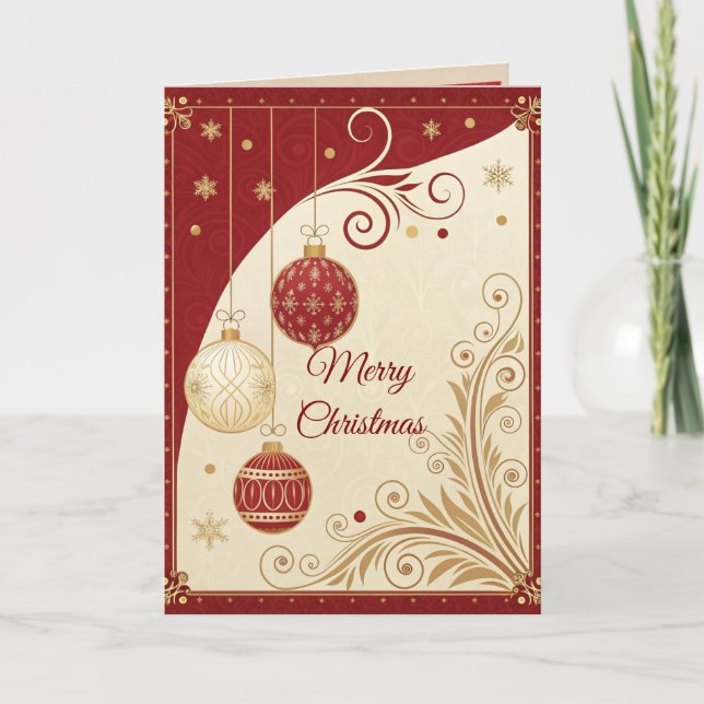 Elegant Red and Gold Christmas Greeting Card (Front)