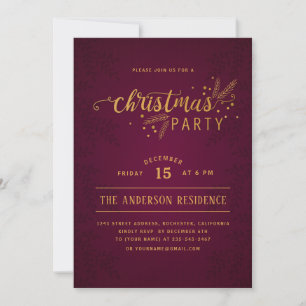 Elegant Red and Gold Christmas Holiday Party Invitation