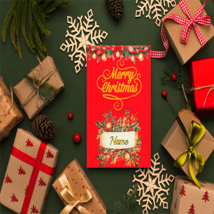 Elegant Red and Gold Christmas Photo Card Person