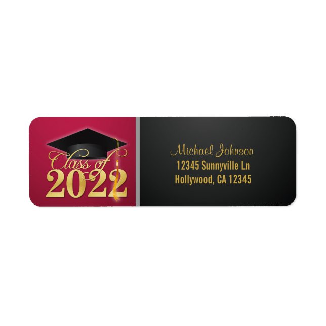 Elegant Red and Gold Class of 2022 Label (Front)