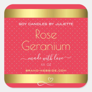 Elegant Red and Gold Coloured Soy Candles Packagin Square Sticker