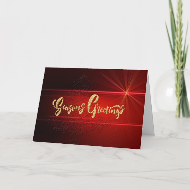 Elegant Red and Gold Corporate Business Christmas Holiday Card (Front)