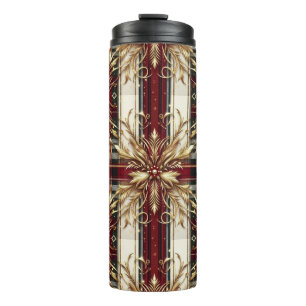 Elegant Red and Gold Festive Plaid  Thermal Tumbler