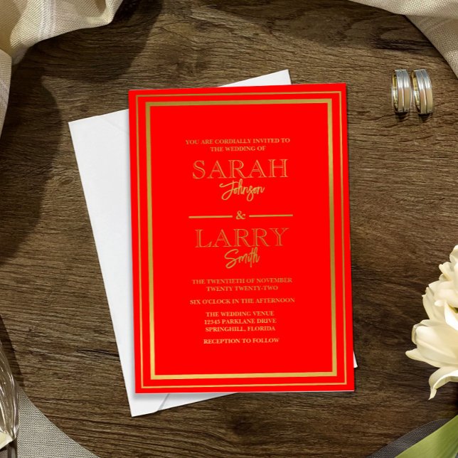 Elegant red and Gold foil border Wedding  (Creator Uploaded)