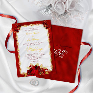Elegant Red and Gold Foil Floral Wedding