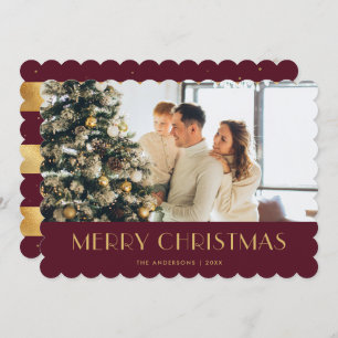 Elegant Red and Gold Foil Photo Christmas Cards