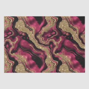 Elegant Red and Gold Glitter Agate Birthday Tissue Paper