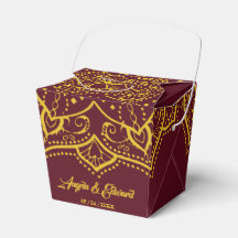 Elegant Red And Gold Mandala Wedding Favour Box