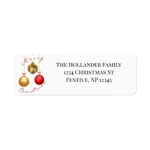 Elegant Red and Gold Ornament Return Address
