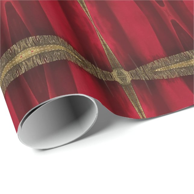 Elegant Red and Gold Pattern Wrapping Paper (Roll Corner)